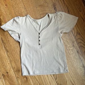 Loft flutter sleeve ribbed top for women, size M